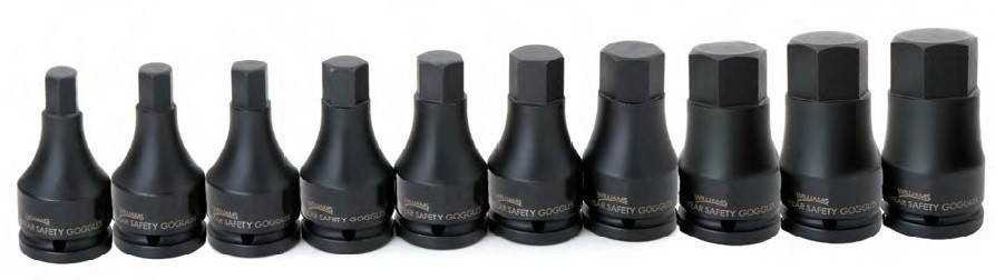 10 - 32MM Williams 3/4" Dr One Piece Impact Hex Bit Set 10 Pcs - JHW38936 Pro Torque Tools