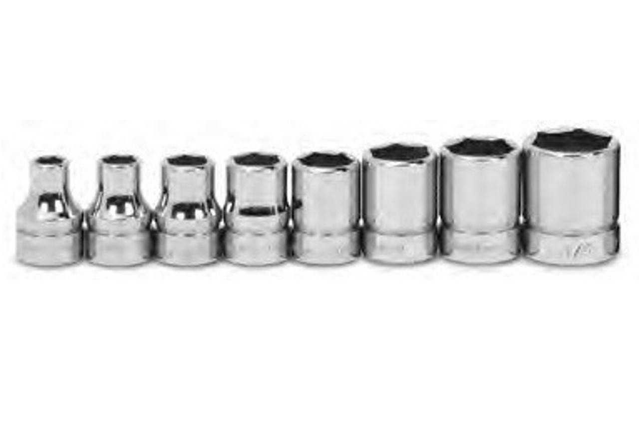10 Piece Williams 1/2" Dr Shallow Socket Set On Clip Rail 8 Pt - JHWWSS-810RC Pro Torque Tools