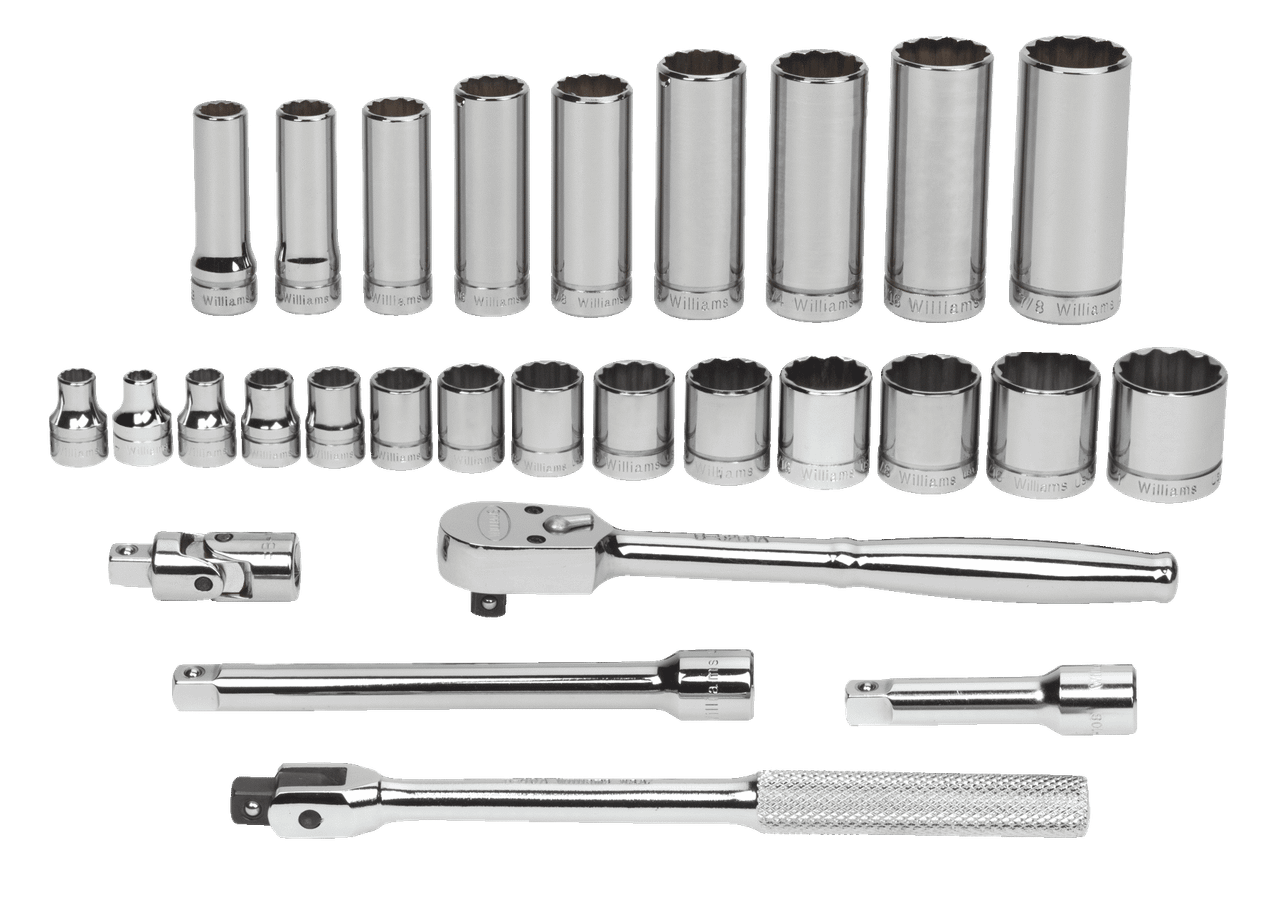 SAE Williams 3/8" Dr Socket & Drive Tool Set 28 Pcs - JHWWSB-28F