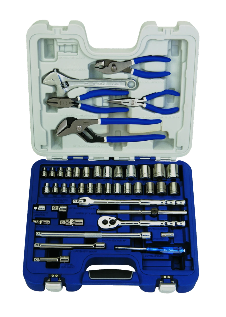 SAE & MM Williams 3/8" Dr Socket, Screwdriver, & Pliers Set 58 Pcs - JHW50615B
