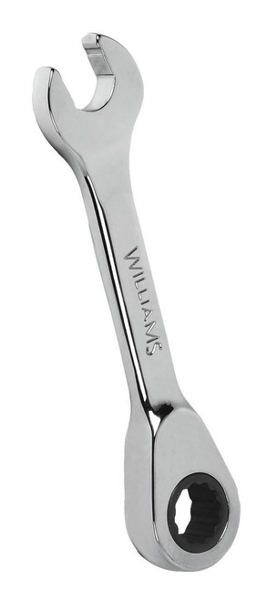Williams 15MM Williams Polished Chrome Stubby Ratcheting Combination Wrench 12 PT- JHW1215MRSS