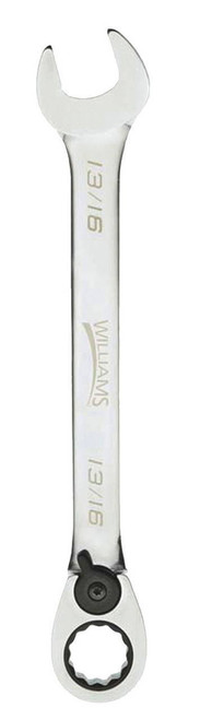 Williams 1/4 Williams Polished Chrome Reversible Ratcheting Combination Wrench 12 PT - JHW1208RC