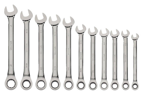 Williams 3/8-1 Williams Polished Chrome Combination Ratcheting Wrench Set 11 Pcs in Pouch - JHWWS-1121NRC