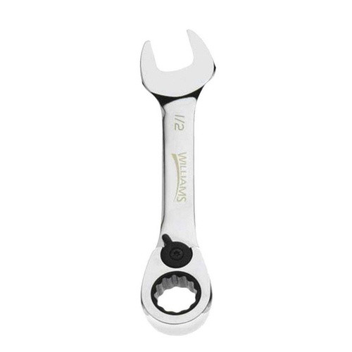 3/8" Williams Polished Chrome Stubby Reversible Ratcheting Combination Wrench 12 PT - JHW1212RCS