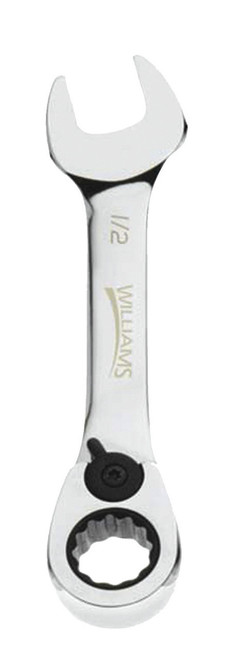 Williams 1/2 Williams Polished Chrome Stubby Reversible Ratcheting Combination Wrench 12 PT - JHW1216RCS Williams 1/2 Williams Polished Chrome Stubby Reversible Ratcheting Combination Wrench 12 PT - JHW1216RCS