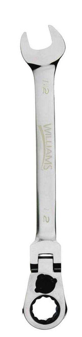 7/16" Williams Polished Chrome Flex Head Reversible Ratcheting Combination Wrench 12 PT - JHW1214RCF Pro Torque Tools