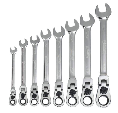 Williams 5/16-3/4 Williams Polished Chrome Reversible Flex Head Ratcheting Combination Wrench Set 8 Pcs in Plastic Tray - JHWWS1168RCF Williams 5/16-3/4 Williams Polished Chrome Reversible Flex Head Ratcheting Combination Wrench Set 8 Pcs in Plastic Tray - JHWWS1168RCF