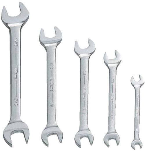 Williams 3/8x7/16-13/16x7/8 Williams Satin Chrome Double Head Open End Wrench Set 5 Pcs in Pouch - JHWWS-1705A