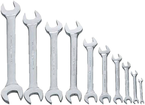 Williams 1/4x5/16-1 1/8x1 3/16 Williams Satin Chrome Double Head Open End Wrench Set 10 Pcs in Pouch - JHWWS-1710A