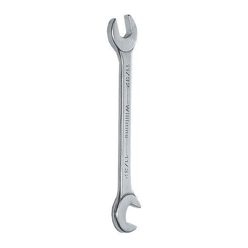 Williams 12MM Williams Satin Chrome Miniature 15° × 80° Double Head Open End Wrench - JHW1112MM