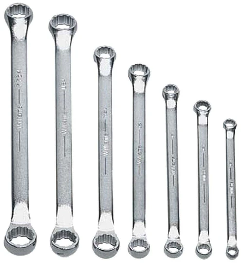 3/8x7/16"-15/16x1" Williams Satin Chrome Double Head 10 Degree Offset Box End Wrench Set 7 Pcs in Pouch - JHWWS-7707 Pro Torque Tools