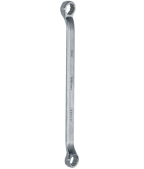 19x22MM Williams Satin Chrome Double Head 10 Degree Offset Box End Wrench 12 PT - JHWBWM-1922 Pro Torque Tools