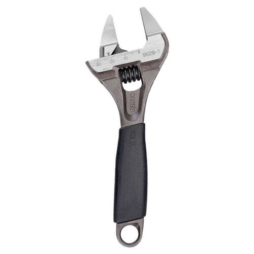 8" Williams Black Wide Opening Thin Jaw Adjustable Wrench with Rubber Handle - 9031 RT US