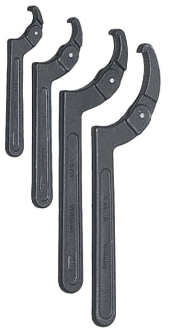 Williams 5 3/8-17 1/2 Williams Black Adjustable Hook Spanner Wrench Set 4 Pcs in Pouch - JHWWS-474