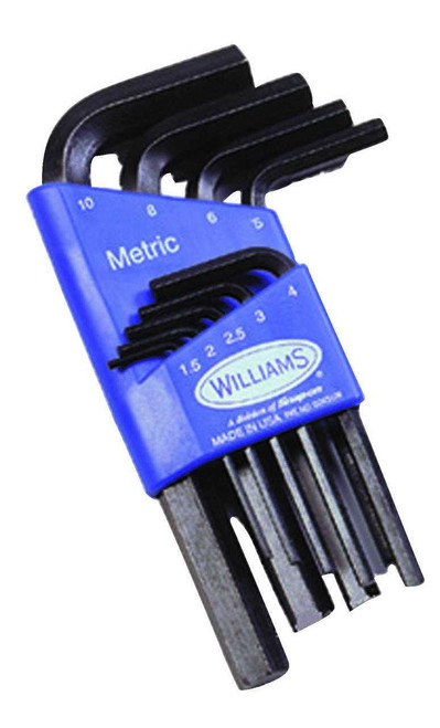 1.5-10.0MM Williams Black Standard Style Hex Key Set Short 9 Pcs - JHW10509 Pro Torque Tools