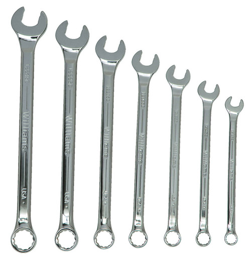 Williams 3/8-3/4 Williams Polished Chrome Combination Wrench Set 7 Pcs in Pouch - JHWWS1170SCA