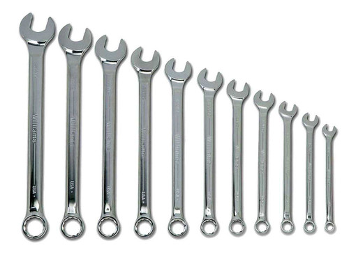 3/8"-1" Williams Polished Chrome SUPERCOMBO Combination Wrench Set 11 Pcs in Pouch - JHWWS1171SCA Pro Torque Tools
