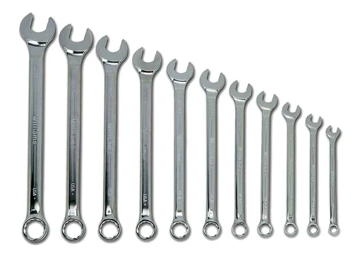 3/8"-1" Williams Polished Chrome SUPERCOMBO Combination Wrench Set 11 Pcs in Pouch - JHWWS1171SCA Pro Torque Tools