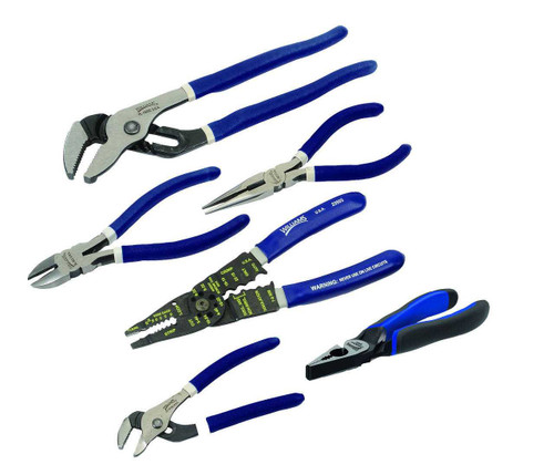 5 - 8 1/4" Williams General Service Pliers with Double-Dipped Plastic Handle Set 6 Pcs - JHWPLS-6A Pro Torque Tools