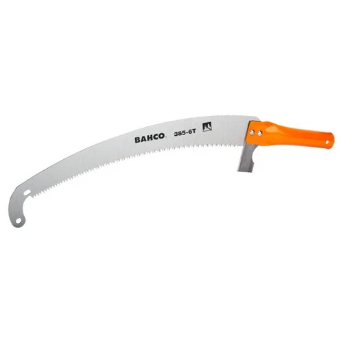 Bahco Fileable Toothed Pole Pruning Saw with Steel Tube Handle and Extended Hook Tip 6 TPI 360 mm - BAH386-6T