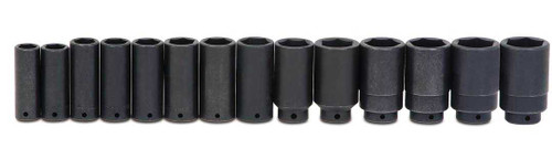 Williams 1/2" Dr Deep Impact Socket Set on Rail 12 Pt 13 Pcs - JHWWS1413RC Pro Torque Tools