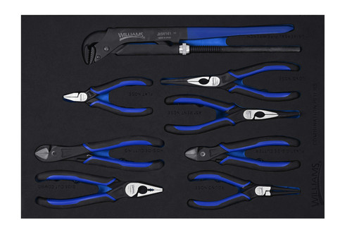Williams Combination Pliers Set in 1/3 Foam Drawer Insert 8 Pcs - JHWFPLS-8 Pro Torque Tools