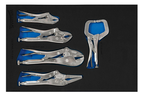 Williams Locking Pliers Set in 1/3 Foam Drawer Insert 5 Pcs - JHWF23076