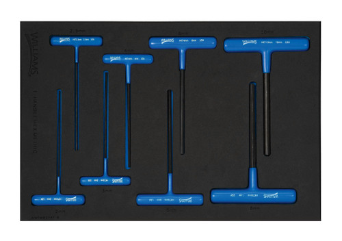2 - 10 MM Williams Arm T-Key Set in 1/3 Foam Drawer Inset 8 Pcs - JHWFMWSHKT-8 Pro Torque Tools