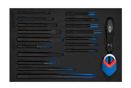 Williams Chisels & Punches Set in 1/3 Foam Drawer Inset 18 Pcs - JHWFPCS-18 Pro Torque Tools