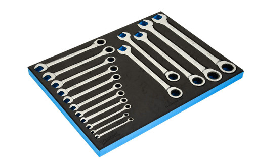 1/4 - 1-1/4" Williams Ratcheting Combination Wrench Set in 1/3 Foam Drawer Inset 16 Pcs - JHWFWS-1122NRC