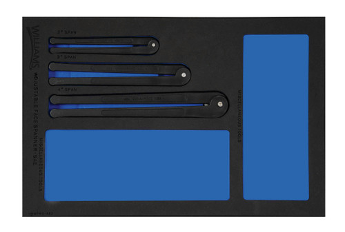Williams Adjustable Face Spanner Wrench Set in 1/3 Foam Drawer Inset 3 Pcs - JHWFWS-483