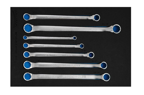 Williams Double Head 10 Degree Offset Box End Wrench Set in 1/3 Foam Drawer Inset 7 Pcs - JHWFWS-7707 Pro Torque Tools