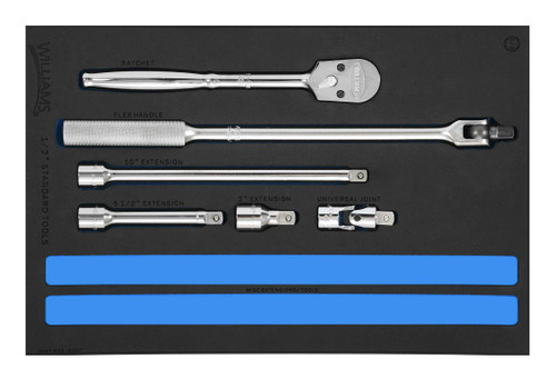 Williams 1/2" Dr Ratchet and Driver Tool Set in 1/3 Foam Drawer Inset 6 Pcs - JHWFWSS-6SDT