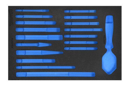 Williams 1/3 Foam Drawer Inset Only for Chisels & Punches Set 18 Pcs- JHWFPCS-1813FM Pro Torque Tools