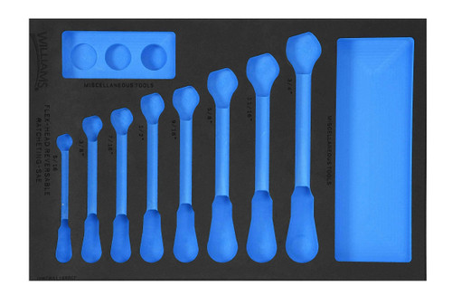 5/16 - 3/4" Williams 1/3 Foam Drawer Inset Only for Ratcheting Combination Wrench Set 8 Pcs - JHWFWS1168RCF13FM