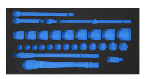 Williams 3/3 Foam Drawer Inset for 3/4" Dr Socket and Drive Tool Set 12 Pt 29 Pcs - JHWFWSH-2933FM Pro Torque Tools