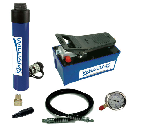 10 Ton 6" Stroke Williams Threaded Hole Cylinder & Single Acting Air Pump - JHW1AP10T06T Pro Torque Tools