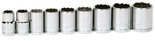 Williams 1/2" Dr Shallow Socket Set 12 Pt 9 Pcs - JHW32922