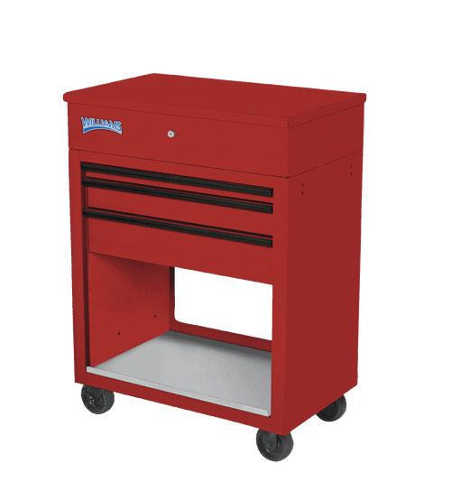 43" Williams Service Cart 3 Drawers with Lid, Rack and Shelf, Red - JHWW32C3
