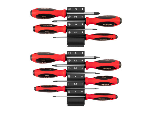 #0 - #3, 3 - 8 MM Tekton Phillips and Slotted Screwdriver Set with Black Modular Organizers 4" Shanks 10 Pcs - DWZ90106 New Pro Torque Tools