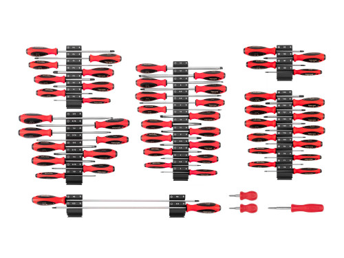 Tekton Phillips, Slotted, Torx, Square Screwdriver Set with Black Modular Organizers - 4, 8, 18" Shanks 54 Pcs - DWZ90120 New Pro Torque Tools
