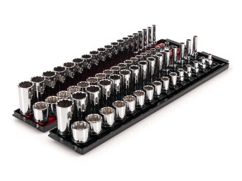 1/4 - 1", 6 - 24 MM Tekton 3/8" Dr Shallow and Deep Socket Set with Rails and Trays 12 Pt 68 Pcs - SHD91221 New Pro Torque Tools