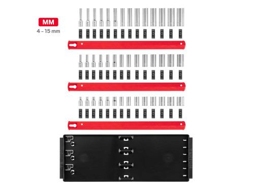 4 - 15 MM Tekton 1/4" Dr Shallow Semi-Deep and Deep Socket Set with Rails and Trays 6 Pt 42 Pcs - SHD90120 New Pro Torque Tools