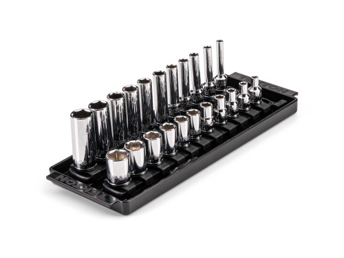 5/32 - 9/16" Tekton 1/4" Dr Shallow and Deep Socket Set with Rails and Tray 6 Pt 22 Pcs - SHD90210 New Pro Torque Tools