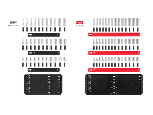 5/32 - 9/16", 4 - 15 MM Tekton 1/4" Dr Shallow Semi-Deep and Deep Socket Set with Rails and Trays 6 Pt 75 Pcs - SHD90218 New Pro Torque Tools