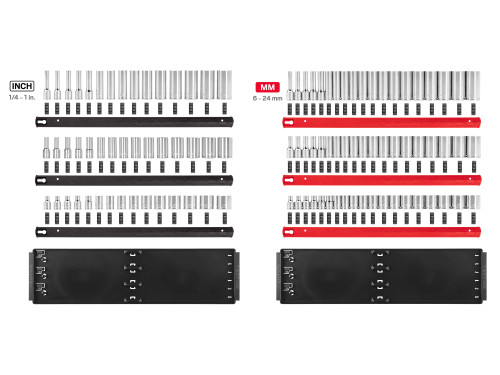 1/4 - 1", 6 - 24 MM Tekton 3/8" Dr Shallow Semi-Deep and Deep Socket Set with Rails and Trays 6 Pt 102 Pcs - SHD91222 New Pro Torque Tools