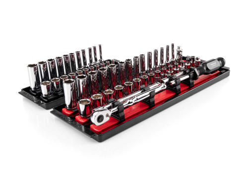 5/32 - 9/16", 4 - 15 MM Tekton 1/4" Dr Shallow and Deep Socket and Ratchet Set with Rails and Trays 6 Pt 57 Pcs - SKT03301 New Pro Torque Tools