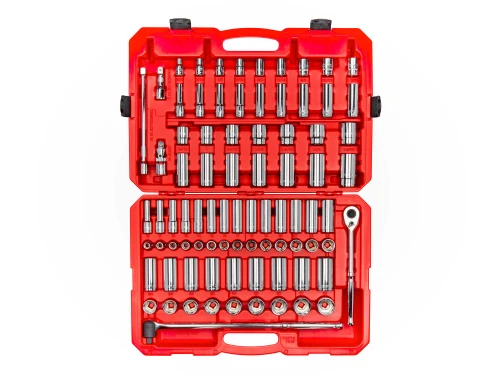 3/8 - 1-5/16", 10 - 32 MM Tekton 1/2" Dr Shallow and Deep Socket and Ratchet Set with Case 6 Pt 83 Pcs - SKT25302 New Pro Torque Tools