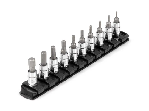 5/64 - 5/16" Tekton 1/4 in Dr Hex Bit Socket Set with Rail 10 Pcs - SHB90105 New Pro Torque Tools