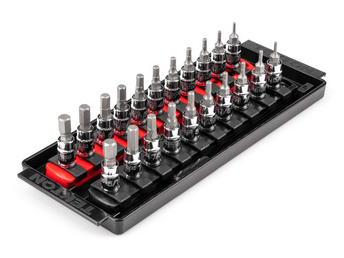 5/64 - 5/16", 2 - 8 MM Tekton 1/4" Dr Hex Bit Socket Set with Rails and Tray 21 Pcs - SHB90203 New Pro Torque Tools